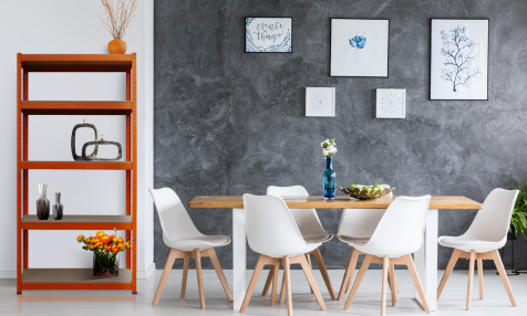 Metalkas - producent mebli metalowy - aranżacja z regałem metalowym